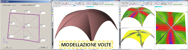 Imput dati volta, generazione mesh volta e lettura stato tensionale